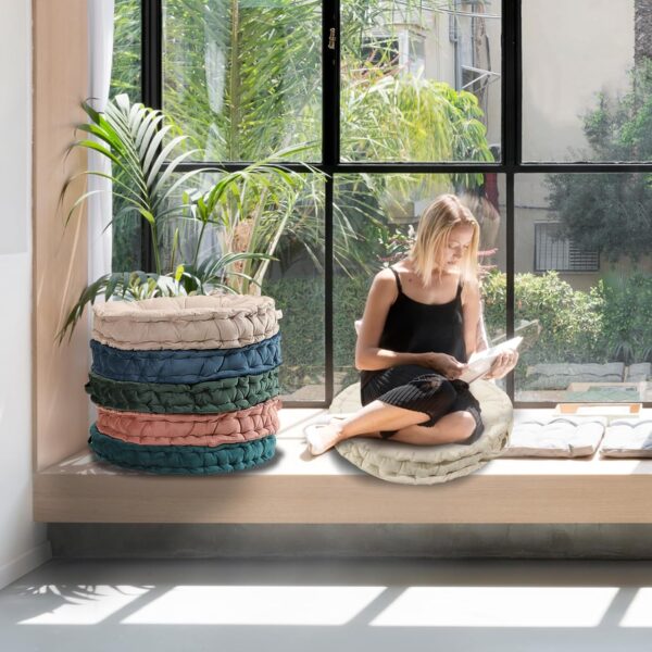 Meditation Floor Pillow, Large Floor Seat Cushion,23.6inch Round Floor Pillows Seating for Adults,Solid Thick Meditation Cushion with Handle for Yoga Balcony Living Room Tatami Outdoor
