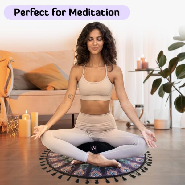Aila Meditation Cushion with Yoga Mat – Luxurious Meditation Accessories Spiritual Decor Zafu Meditation Cushion – Meditation Floor Pillow for Women Include Extra Cushion Cover – Memory Foam Material