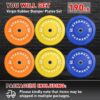 Color Olympic Bumper Plates - Elastic and Tough Rubber Weights Plate with Metal Insert, 2-Inch Universal Fit, Ideal for Strength Training and Fitness Workouts