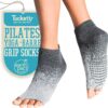 Tucketts Anklet Toeless Pilates Socks with Grips for Women, Non-Slip Ankle Toeless Yoga Socks with Grips for Barre, Size 5-13