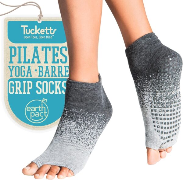 Tucketts Anklet Toeless Pilates Socks with Grips for Women, Non-Slip Ankle Toeless Yoga Socks with Grips for Barre, Size 5-13