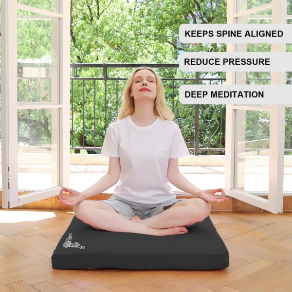 Velvet Zabuton Meditation Mat, 31 * 31 inches, Yoga Meditation Cushion Floor (Black)