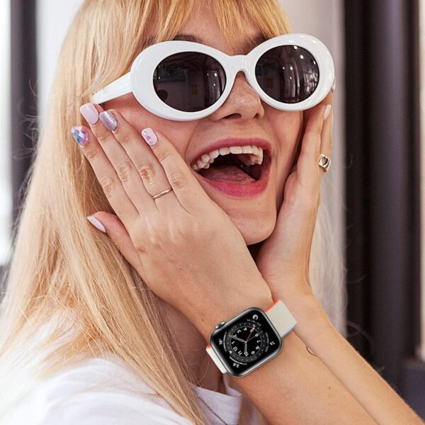 Smart Watch for Men Women for Android iOS Phones Compatible with iPhone, Smartwatches Fitness Tracker with Call/SMS/Heart Rate/Blood Oxygen Monitor/Pedometer/Nylon Sport Bands (Rose Gold)