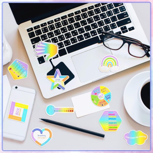 Crtiin 100 Pcs Sensory Strips Anxiety Calm Mindfulness Stickers Fidget Stress Breathing Sensory Sticker Different Textures Rough Tactile Tape for Mental Health Adults Desk Anxiety Relief(Vivid)