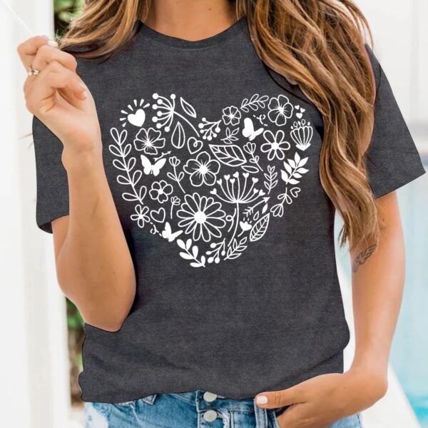 LBP Women Gardening T Shirts Plant Lover Tees Gardener Tops Women Garden Flower Heart Shirt