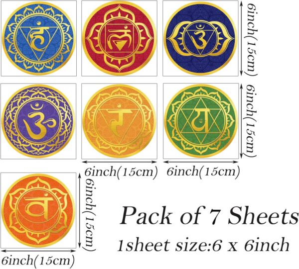 Maydahui 7 Sheets Chakra Wall Stickers Yoga Zen Meditation Room Wall Decals (6x6 Inch) Peel Stick Art Decals Decor for Yoga Studio Decor Yogi Spiritual Gift