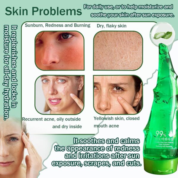 99% Purity Aloe Vera Gel - Hydrating Aloe Vera Gel for Face and Skin,No Sticky Moisturizing Aloe Gel(5 pcs)