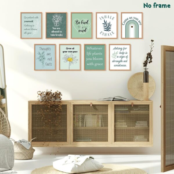 Lincia 9 Pcs Mental Health Posters Boho Therapy Office Decor Motivational Counselor Psychology Posters, 8 x 10 in(Green)