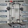 OPPSDECOR All-in-One Adjustable Smith Machine with LAT-Pull Down System Multi-Function Power Cage for Home Gym Cable Crossover Squat Rack of Workout Machine Training Equipment with Attachments