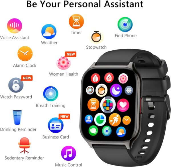 Smart Watch for Women Men(Dial/Answer Calls), 2.0" Fitness Tracker Watch with Heart Rate/Blood Pressure/Blood Oxygen Monitor for Android iOS