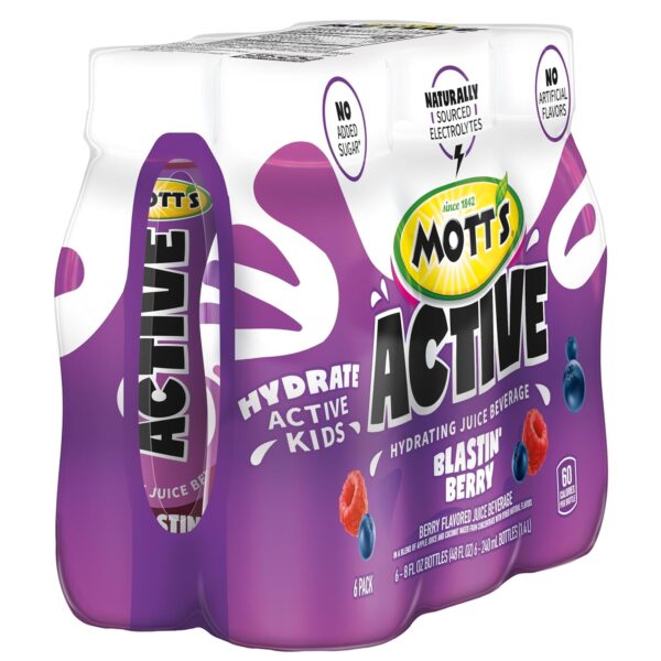 Mott's Active Blastin' Berry Hydrating Juice Beverage, 8 Fl Oz Bottles, 24 Count (4 Packs Of 6), Made With Naturally Sourced Electrolytes & Coconut Water, Gluten & Caffeine-free, Kosher