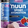 Nuun Sport + Caffeine Electrolyte Tablets - Dissolvable in Water, Wild Berry Flavor, 5 Essential Electrolytes for Hydration, 1g Sugar Drink Mix, Vegan, Non-GMO, 8 Pack (80 Total Servings)
