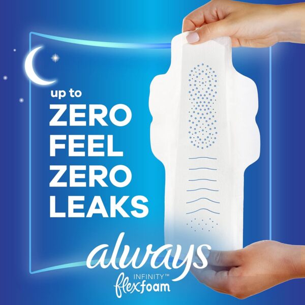 Always Infinity Feminine Pads for Women, Size 5 Extra Heavy Overnight, with wings, unscented, 22 Count x 3 Packs (66ct Total)