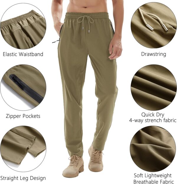Men's Lightweight Quick Dry Hiking Running Pants Outdoor Sports Breathable Zipper Pockets Athletic Work Pants