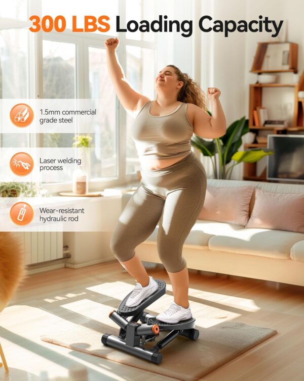 Niceday Twist Stepper for Exercise at Home, Mini Stair Stepper with Resistance Bands at Home Workout Equipment with 300LBS Loading Capacity, Hydraulic Fitness Stepper with LCD Monitor Gray