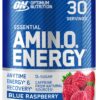 Optimum Nutrition Amino Energy - Pre Workout with Green Tea, BCAA, Amino Acids, Keto Friendly, Green Coffee Extract, Energy Powder - Blue Raspberry, 30 Servings (Packaging May Vary)