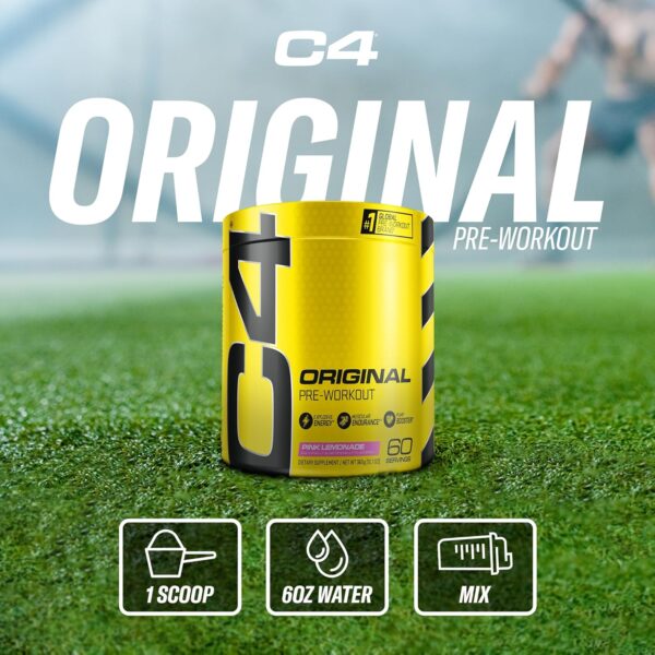 Cellucor C4 Original Pre Workout Powder Pink Lemonade Vitamin C for Immune Support Sugar Free Preworkout Energy for Men & Women 150mg Caffeine + Beta Alanine + Creatine 60 Servings