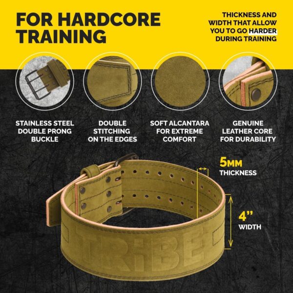 5mm Premium Weight Lifting Belt - 100% Genuine Leather Weightlifting Belt - Comfortable Squat Belt, Deadlift Belt or Powerlifting Belt - Workout Belt for Strength Training - Gym Belt for Men and Women