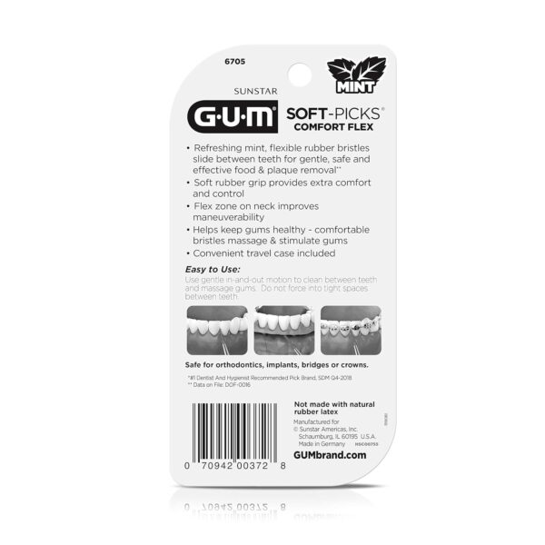 GUM Soft-Picks Comfort Flex, Easy to Use Dental Picks for Teeth Cleaning and Gum Health, Disposable Interdental Brushes with Convenient Carry Case, Dentist Recommended Dental Floss Picks, 80ct (4pk)