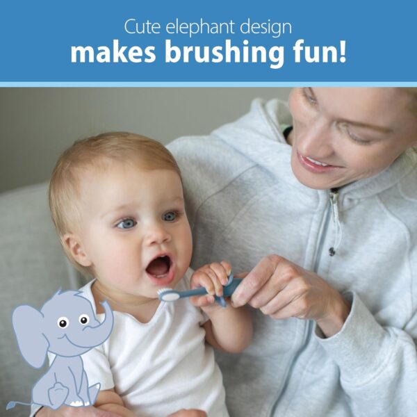 Dr. Brown's Infant-to-Toddler Training Toothbrush, Soft for Baby's First Teeth, Blue Elephant, 0-3 Years