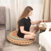 32 inches Meditation Floor Cushion for Adults, Round Large Thick Floor Pillow, Memory Foam Filling, Yellow