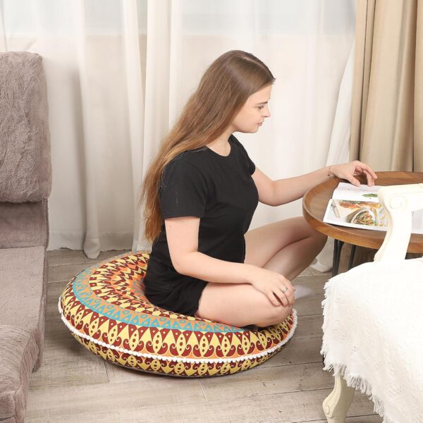 32 inches Meditation Floor Cushion for Adults, Round Large Thick Floor Pillow, Memory Foam Filling, Yellow