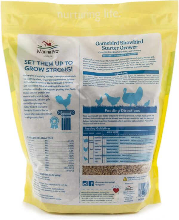 81tc3o-OxSL._AC_SL1500_.jpg Manna Pro Gamebird Showbird Crumbles - Vitamin & Mineral Supplement for Poultry - 6-Pack of 5lbs