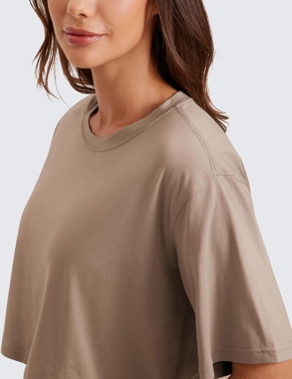 CRZ YOGA Women's Pima Cotton Workout Crop Tops Short Sleeve Yoga Shirts Casual Athletic Running T-Shirts