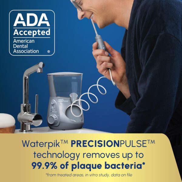 Waterpik Aquarius Water Flosser Professional For Teeth, Gums, Braces, Dental Care, Electric Power With 10 Settings, 7 Tips For Multiple Users And Needs, ADA Accepted, Gray WP-667, Packaging May Vary