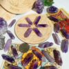 QINJIEJIE 20PCS Amethyst Crystals Wands Stones Set Healing Crystal Points Bulk Gemstones Hexagonal Polished Gems Natural Reiki Stone for Energy Balancing Meditation Witchcraft Gifts