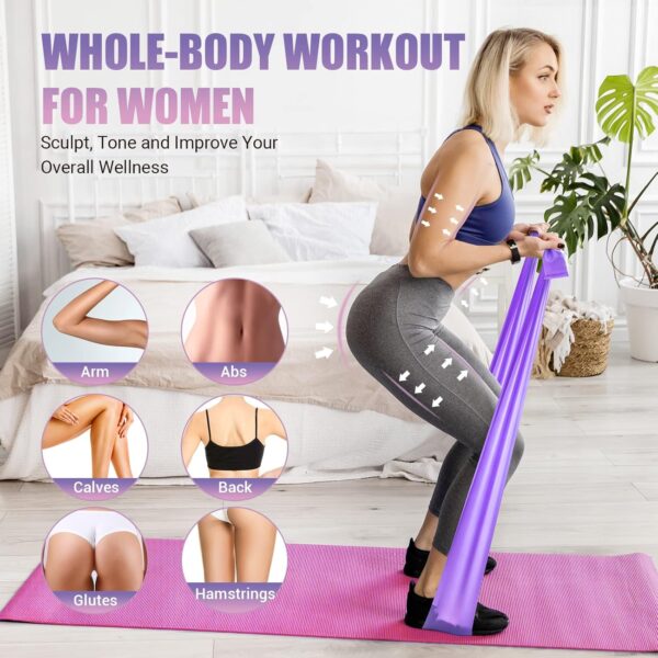 Resistance Bands for Physical Therapy Women, Extended Exercise Stretch Bands for Yoga, Pilates, Rehab, Fitness and Strength Training, Elastic Workout Bands with Training Poster