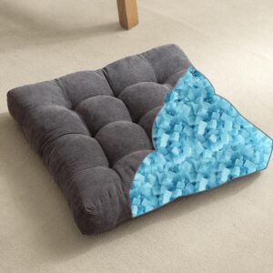 Meditation Cushion Floor Pillow - Large Square Floor Pillows for Adults Sitting with Shredded Blue Memory Foam Filling Cushions for Classroom Yoga Tatami Living Room Outdoor,Grey, 20x20x4 Inch