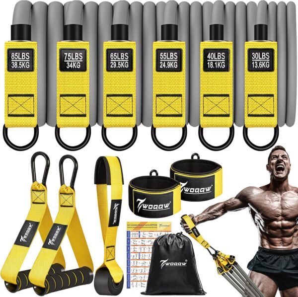 Resistance Bands, 350lbs/450lbs Heavy Exercise Bands with Handles, Workout Bands Set for Working Out Men, Fitness Weight Bands for Strength Training, Stretching, Slim, Physiotherapy