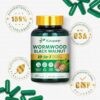 10 in 1 Wormwood Capsules, Black Walnut Hulls Cloves Black Pepper urmeric Curcumin Root Peppermint Leaf, DIigestive Health, Body Detox, 90 Capsules