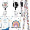 Plifal ID Badge Holder with Lanyard and Retractable Badge Reel Clip, Rainbow Mental Health Matters Card Name Tag Lanyard Vertical ID Protector Bage Clips for Nurse Nursing Psychologist Doctor Student