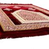 TB Muslim Prayer Rug, Islamic, Velvet Mat Ramadan Gift, with Prayer Bead Unique Decoration Gilded Gold-Like Embroidered for Women Man Kids Meditation Turkish African (Claret Red)