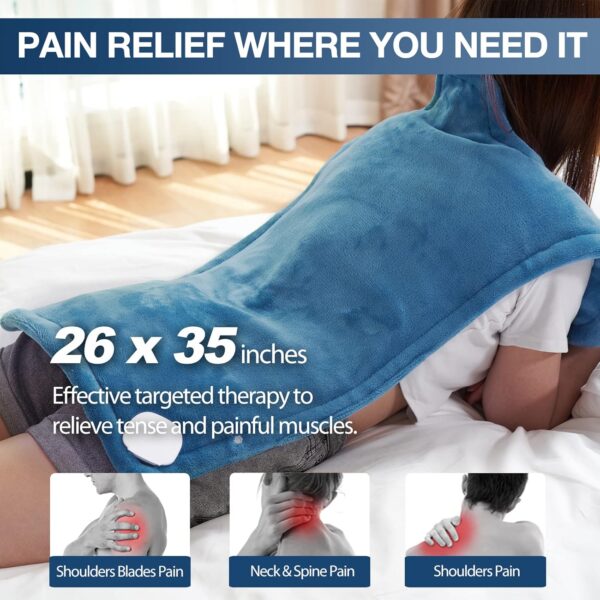 DAILYLIFE Heating Pad for Neck and Shoulders and Back, Electric Heating Pad for Back Pain Relife, 6 Heating Settings, UL Certified with Overheating Protection and Machine Washable, 26"x35", Light Blue