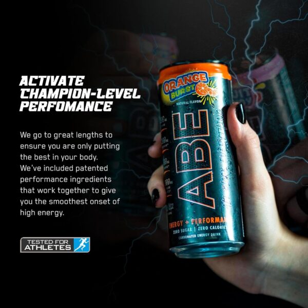 All Black Everything Sugar Free Energy Drink | Orange Burst | 0 Calories | 12 Pack | 200mg Natural Caffeine | Pre-Workout Sport Drink for Men and Women