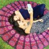 raajsee Purple Round Beach Tapestry Hippie/Boho Beach Blanket Mandala/Indian Cotton Throw - Round Tablecloth/Home Decor/Indie Rug Yoga Mat Meditation Picnic Rugs 178 CM / 70 INCHE Circle