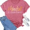 MAIHUN Inspirational Shirt for Women Mindset is Everything Tshirt Positive Kindness Short Sleeve