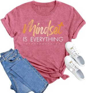 MAIHUN Inspirational Shirt for Women Mindset is Everything Tshirt Positive Kindness Short Sleeve