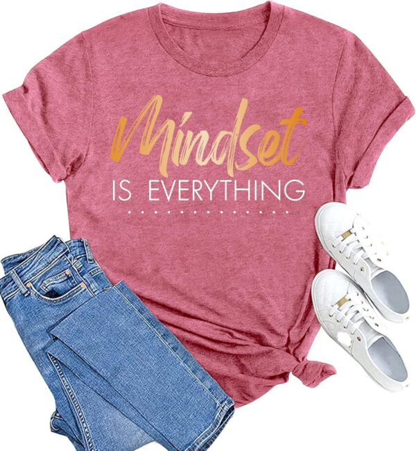 MAIHUN Inspirational Shirt for Women Mindset is Everything Tshirt Positive Kindness Short Sleeve