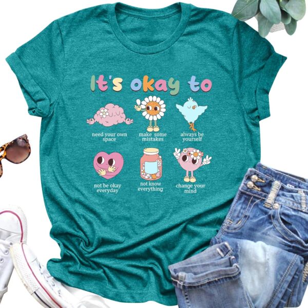 Mental Health Shirt for Women It's Okay to Make Some Mistakes Letter Print Tshirt Mental Health Gifts Tops