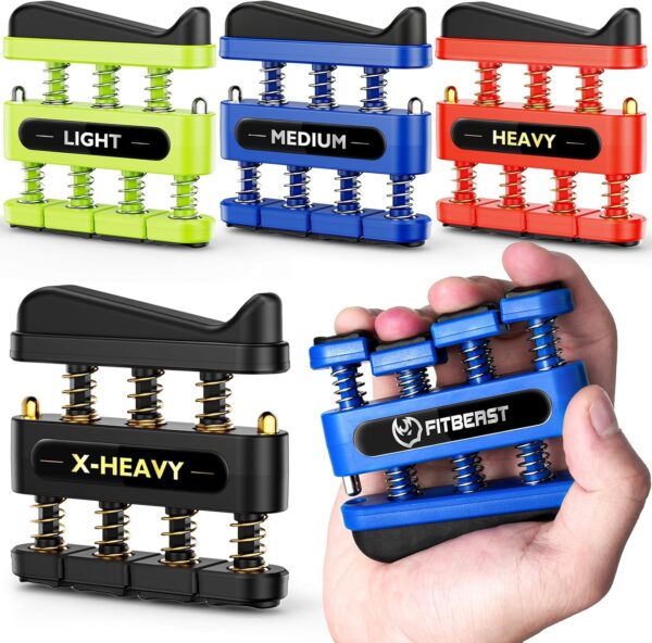 FitBeast Finger Strengthener, Finger Exerciser, Hand Exerciser for Improve Dexterity and Strength in Fingers, Hands, Forearms–Grip Strength Trainer for Musicians, Climbers
