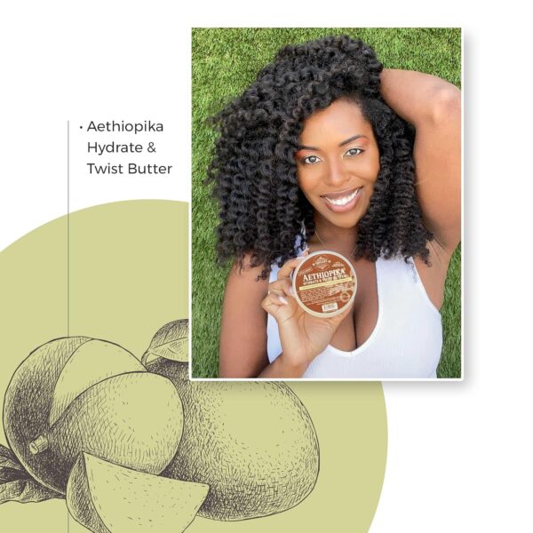 Qhemet Biologics Aethiopika Hydrate & Twist Butter - Frizz-Free Styling Butter Adds Flexible Definition to High & Low Porosity Hair - Smooth Edges, Soften & Flatten Locs, Twists & Braids (4.7 oz)