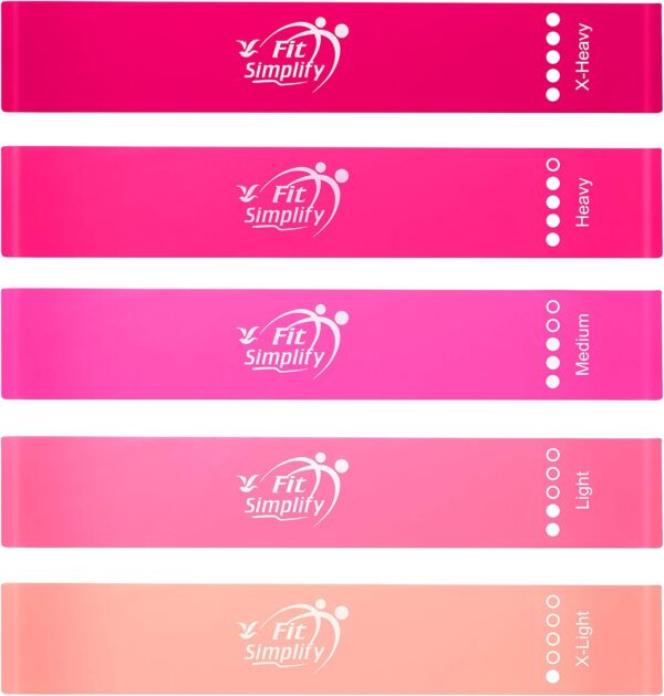 Fit Simplify Resistance Loop Exercise Bands with Instruction Guide and Carry Bag, Set of 5