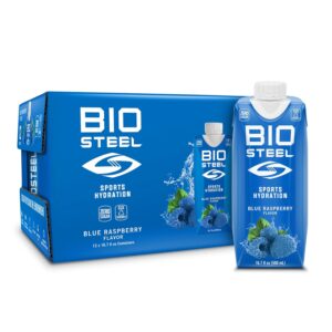 BioSteel Sports Drink, Great Tasting Hydration with 5 Essential Electrolytes, Blue Raspberry Flavor, 16.7 Fluid Ounces, 12-Pack