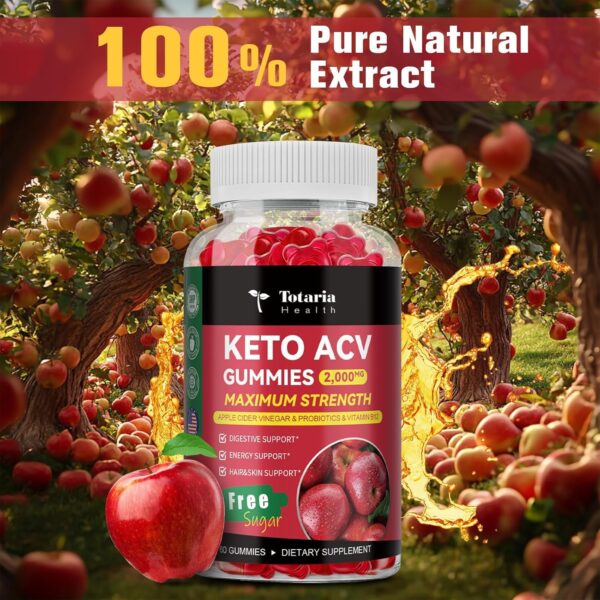 2 Pack Keto ACV Gummies - 4000mg Apple Cider Vinegar Gummies Sugar-Free with Probiotics, B12, Keto Supplements for Women & Men 240 Gummies