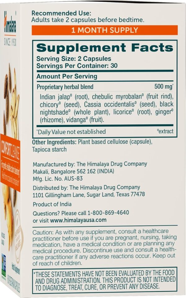 Himalaya ComfortCleanse for Detox and Gentle Colon Cleanse & Occasional Constipation, Vegetarian, 500 mg, 60 Capsules, 1 Month Supply