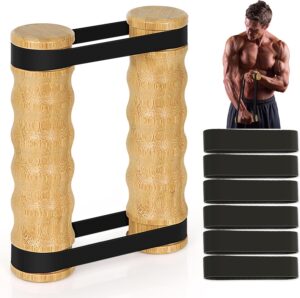 Rip Stick Efficient Upper Body Workout Equipment Home Gym, Adjustable Resistance Bands with Wooden Handles, Portable Exercise Equipment, Joint-Friendly, 8 Rip Stick Bands Included